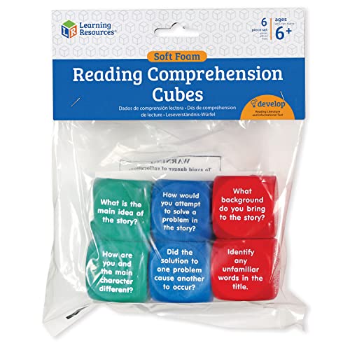 Learning Resources Reading Comprehension Cubes - Set of 6, Kids Ages 6+ Teacher and Classroom Supplies, Reading Aids for Kids