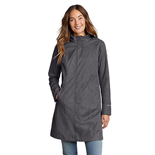 Eddie Bauer Women's Girl on the Go Trench Coat, Dk Charcoal Htr, Large