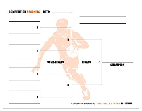Perfect Strike Basketball Competition Brackets for Team tournaments or Skills competitions. Sheet Brackets for up to 8 participants. (25)