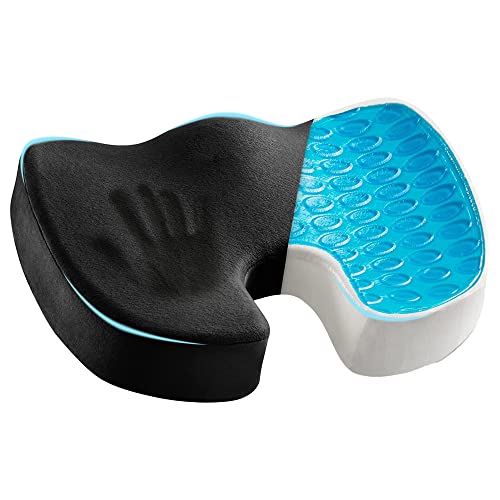 Cooling Gel Seat Cushion for Long Sitting - Memory Foam Chair Pillow for Sciatica Pain Relief - Orthopedic Gel & Memory Foam Coccyx Cushion for Tailbone Pain - Office Chair Cushion for Back Pain