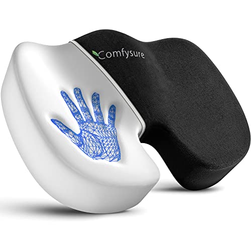 ComfySure Memory Foam Seat Cushion for Office Chair with Removable Microfiber Cover - Coccyx, Tailbone, Sciatica, Lower Back Support and Pain Relief - Fits Most Office, Computer Chairs and Car Seats