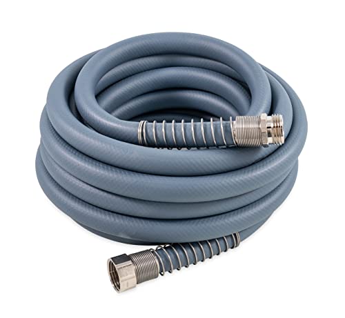 Camco EvoFlex 25-Foot Drinking Water Hose | Features an Extra Flexible Construction, Stainless Steel Strain Reliefs, and is Ideal for RVing, Gardening, Washing Pets, and More | Slate (22580)