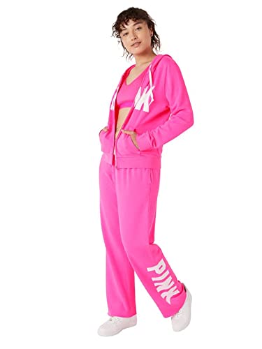 Victoria's Secret Pink Fleece Heritage Sweatpants, Women's Sweatpants, Atomic Pink, M