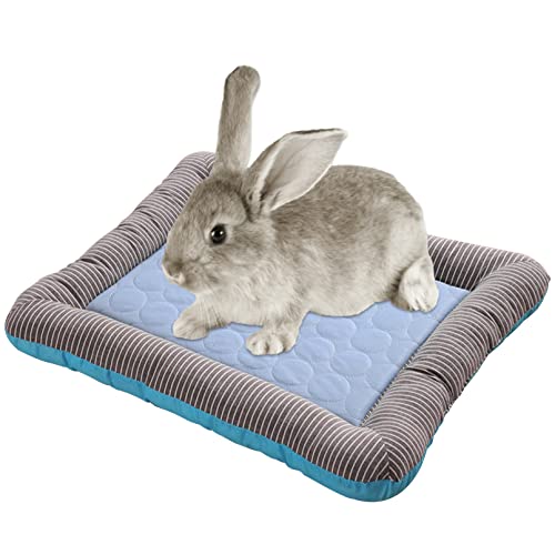 PINVNBY Rabbit Bed Cooling Pad, 20.8" L*16.9" W Bunny Self Bed Mat, Ice Silk Summer Pet Cooling Sleeping Pad, Portable Cage Liner Washable for Bunnies Guinea Pigs Chinchillas Hedgehog Ferrets