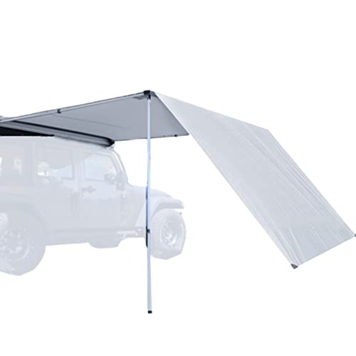 DANCHEL OUTDOOR Retractable 6.5'x9.8' Car Side SUV Awning with 6.5L x6.5 W Front Extension Wall for Car Camping, Gray