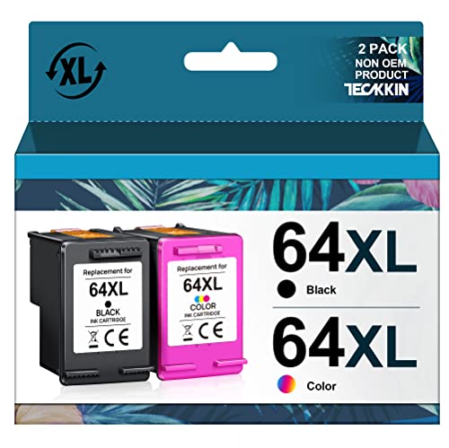 64XL Ink Cartridge Combo Pack Replacement for HP Ink 64 HP 64XL Works with HP Envy Photo 7855 7858 7155 6252 7800 7100 Envy Inspire 7255e 7955e 7958e 7900e Tango Series Printer (1 Black, 1 Tri-Color)