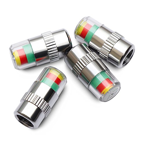 ANKI HAPPIGO 4Pcs Car Tire Pressure Monitor Valve Stem Caps Sensor Indicator 3 Color Eye Alert