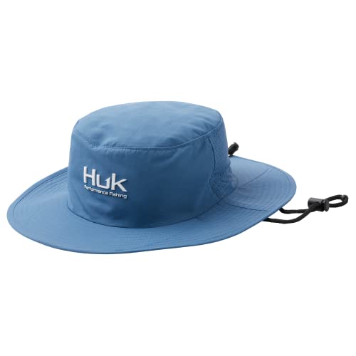 HUK mens Boonie | Wide Brim Fishing UPF 30+ Sun Protection Bucket Hat, Titanium Blue, One Size US
