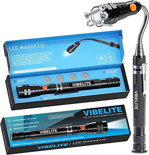 VIBELITE Fathers Day Gifts Extendable Magnetic Flashlight with Telescoping Magnet Pickup Tool-Cool Gadgets Gifts Idea & Birthday Gifts for Men, Husband, Dad, Mechanic, Tech, Him