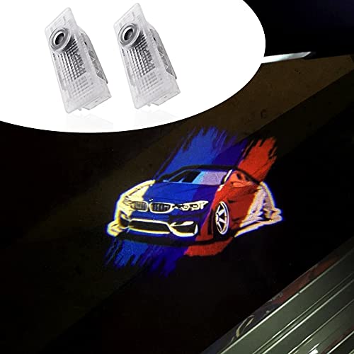 2Pcs Car Door Logo Lights Car Accessories Welcome Courtesy Projector Light LED Ghost Shadow Lights Puddle Lamp Compatible with BMW M4 F82/F83
