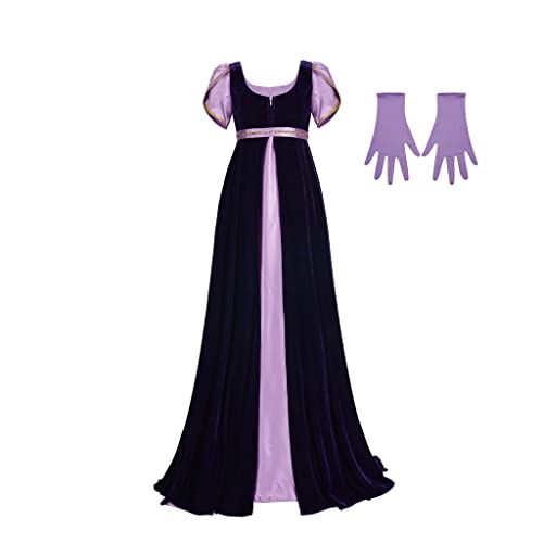 RoleplayCos Bridgerton Cosplay Costume Dress with Robe Vintage Regency Dress Victorian Ball Gown Empire Waist Gowns Dress for Women (XXL, purple)