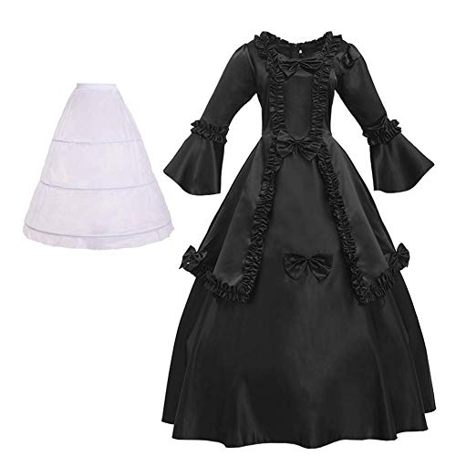 BPURB Victorian Costume Dress Bowknot Rococo Ball Gown Dress with Hoop Skirt