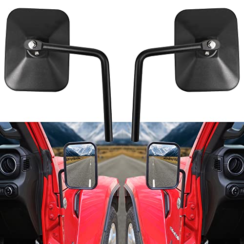 RERPRO Doors Off Mirrors for Jeep Wrangler JK JL Unlimited Gladiator JT Aluminum Side Rear View Mirror Door Hinge Mount Accessories, Anti-Shake, Durable, Black 1 Pair