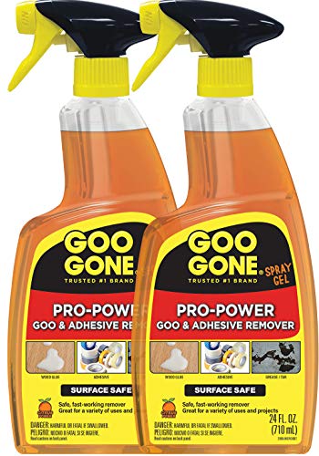Goo Gone Pro-Power Spray Gel Adhesive Remover - 24 Ounce (2 Pack) - Surface Safe, Great Cleaner, No Harsh Odors, Removes Stickers, Can Be Used On Tools