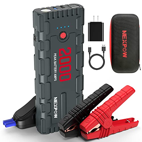 NEXPOW Battery Jump Starter, 2000A Peak Battery Starter, 12V Auto Battery Booster, Lithium Jump Box for Vehicles Up to 7.0L Gas or 6.5L Diesel Engine, Portable Power Pack with USB Quick Charge 3.0