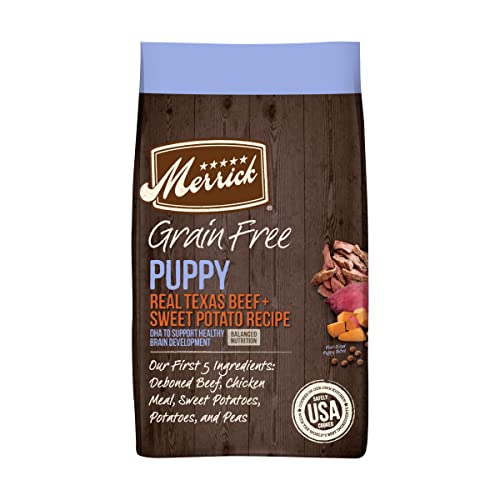 Merrick Dry Puppy Food, Real Beef and Sweet Potato Grain Free Dog Food Recipe - 4 lb. Bag