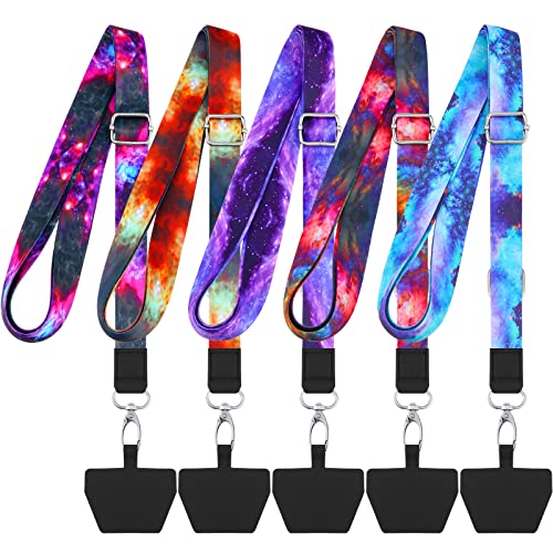 5 Pieces Phone Lanyard Universal Adjustable Neck Straps with Phone Pads Phone Lanyard Crossbody for Phone Case Keys ID Compatible with iPhone and Most Smartphones(,)