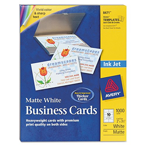 Avery 8471 Microperf Business Cards, Inkjet, 2 X 3-1/2, Matte White, 1000/Box