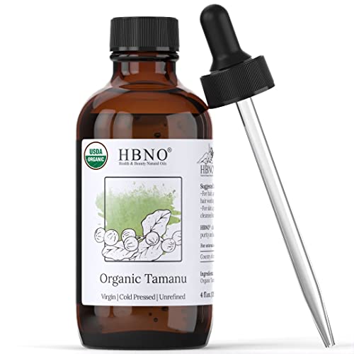 HBNO Organic Tamanu Oil 4 oz (120ml) - 100% Pure & Natural Tamanu Oil USDA Certified Organic Cold Pressed Unrefined - Premium Therapeutic Grade Tamanu Oil for Skin, Face, Body, Lips, Shampoo & Conditioner