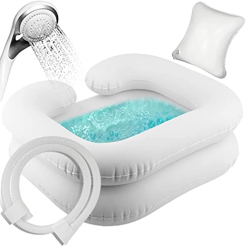 Goping Large Size Inflatable Hair Washing Basin with Head Comfort Pillow Shampoo Basin for Elderly Disabled Pregnant Injured Bedridden