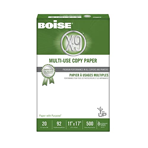 Boise X-9 Multi-Use Print & Copy Paper, Ledger Size (11" x 17"), 92 (U.S.) Brightness, 20 Lb, White, Ream Of 500 Sheet