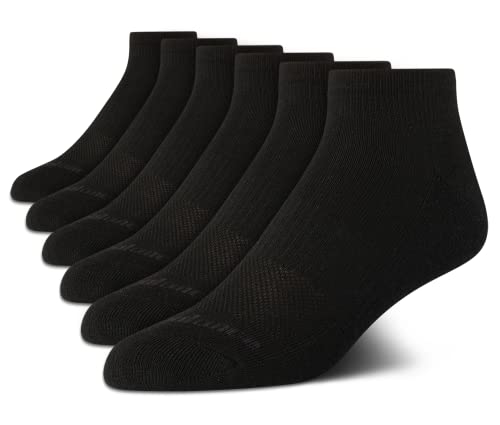 New Balance Men's Athletic Arch Compression Cushion Comfort Quarter Socks (6 Pack), Size 6-12.5, Black