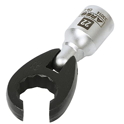 ARES 33014  1/2-Inch Drive Flexible Crowfoot Wrench - 22mm (7/8-inch) 12pt Crowfoot Wrench  180 Degree Flex Head Offers 90-Degree Access for Hard-to-Reach Bolts  Services Oxygen Sensors