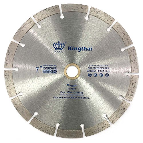 Kingthai 7 Inch Wet Dry Segmented Cutting Concrete Diamond Saw Blade for Masonry with 7/8-5/8 Inch Arbor