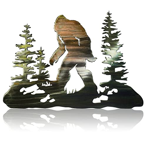 Bigfoot Statues for Yard Sasquatch Statue Bigfoot Wall Art Decor Vintage Metal Sasquatch Wall Sign Bigfoot Sign Indoor or Outdoor Door Hanger Sign Farmhouse Wall Hanging Ornament for Home (Colorful)