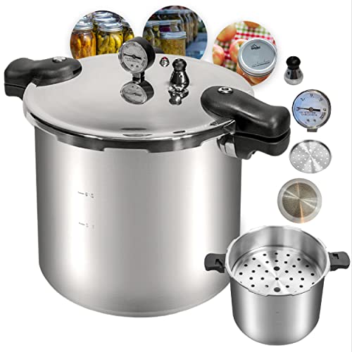 Denali Canning 23 Quart Pressure Canner & Cooker | Induction Compatible | Pressure Gauge & Pressure Regulator | Aluminum & Stainless Steel | Denali is a USA Company