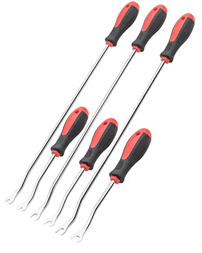 ROTATION 6-Piece Heavy Duty Car Vehicle Trim Clip Removal Set Door Upholstery Remover Chrome Car Door Panel