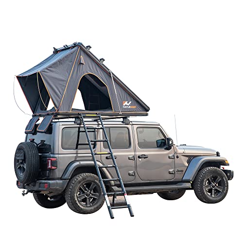 WIILAYOK Rooftop Tent - Aluminum Hard Shell Pop Up Roof Top Tent with 2 Luggage Bars, Ladder, LED Strip - Sun, Wind, and Waterproof Roof Tent for SUV Camping