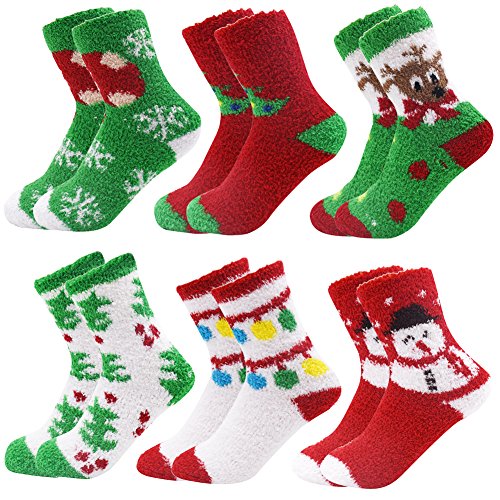 October Elf 6 Pairs Adult Christmas Holiday Socks Warm Winter Cozy Socks (One size, Mix)