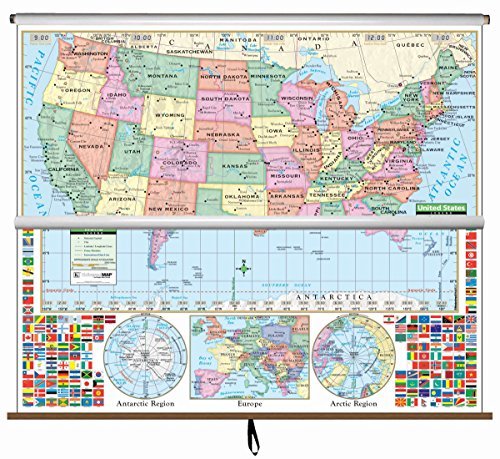 U.S./World Primary Wall Map Combo Roller (Primary Classroom Wall Maps)