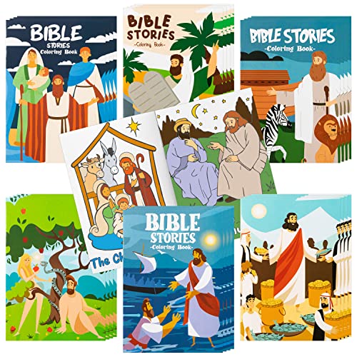 Haooryx 24PCS Christian Bible Stories Coloring Books Mini Booklets Crafts for Kids DIY Art Drawing Book with Jesus Angels Church Fun Holiday Presents Classroom Christmas Games Prizes Party Bag Fillers