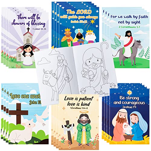24PCS Christian Bible Coloring Book for Kids Easter Holiday Activities Coloring Books, Fun Christian Activity Books Bible Verse Drawing Supplies for Sunday School Classroom Rewards Goodie Bag Filler