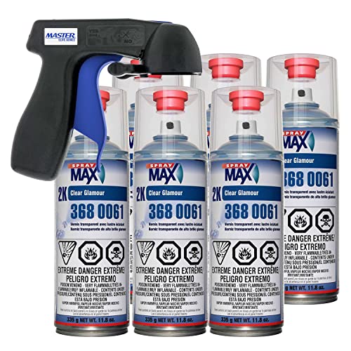 Spraymax 2K Clear Coat Aerosol Spray Cans - 6 Pack - High Gloss Automotive Clear Coat for Car Repair and New Paint Jobs - Two Stage Clear Coat - Professional Results - With Master Aerosol Trigger