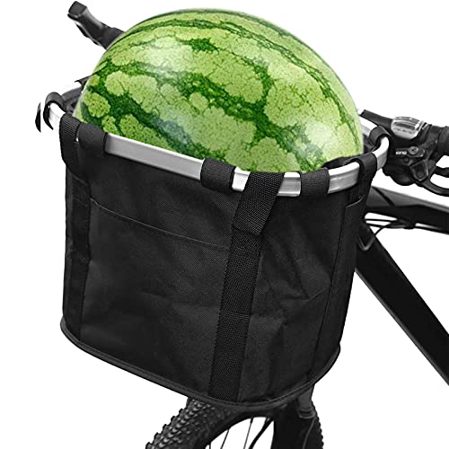 Sisenny Bike Basket Folding Small Pet Cat Dog Carrier Front Removable Bicycle Handlebar Bag Quick Release Detachable Cycling Holder Storage Basket