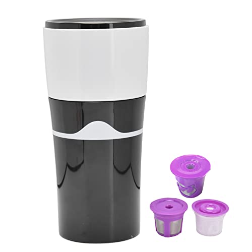 Zerodis Portable Drip Coffee Maker, 450ML Travelling Drip Coffee Machine Office Camping Hot and Cold Brew Coffee Makers for K Cup Capsules(Black and White)