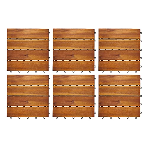 VIFAH V488 Interlocking Acacia Plantation Hardwood Deck Tile 4-Slat Style