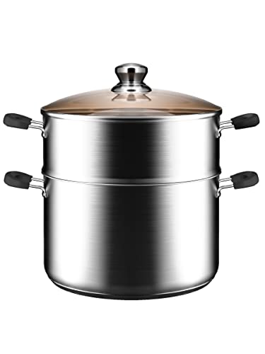 VENTION Stainless Steel Steamer for Cooking, 2.1 Quart Vegetable Steamer, 2 Tier Induction Steamer Pot, 7 1/2 Inch Steam Pot, Capsule Bottom