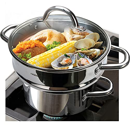 HOMI CHEF 5QT LARGE 4.5" DEEP 3-RIDGE Universal Steamer Cookware (Nickel Free Stainless Steel, 3 Ridges for 8"/ 9"/ 9.5" Pot) - Steamer Inserts for Pots - Kitchen Steamer Basket Steamer Pot