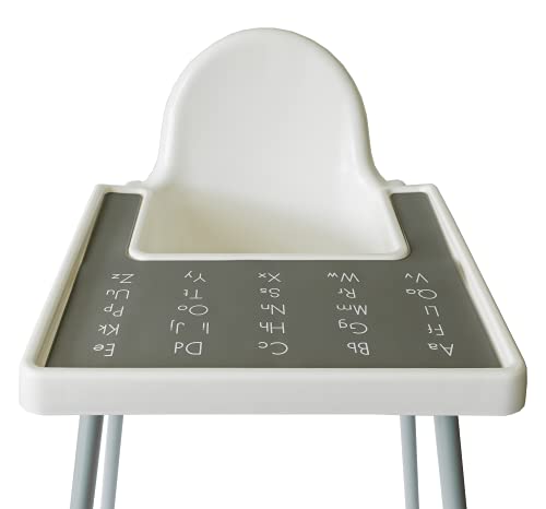 You Little Cutie Silicone Placemat for IKEA Antilop High Chair, BPA Free, Dishwasher Safe (Dark Grey)