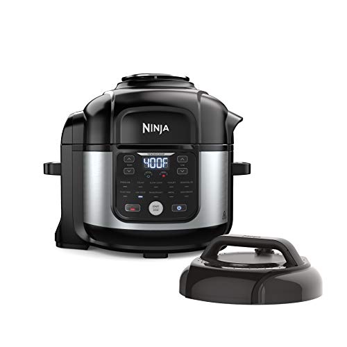 Ninja FD302 Foodi 11-in-1 Pro 6.5 qt. Pressure Cooker & Air Fryer that Steams, Slow Cooks, Sears, Sauts, Dehydrates & More, with 4.6 qt. Crisper Plate, Nesting Broil Rack & Recipe Book, Silver/Black