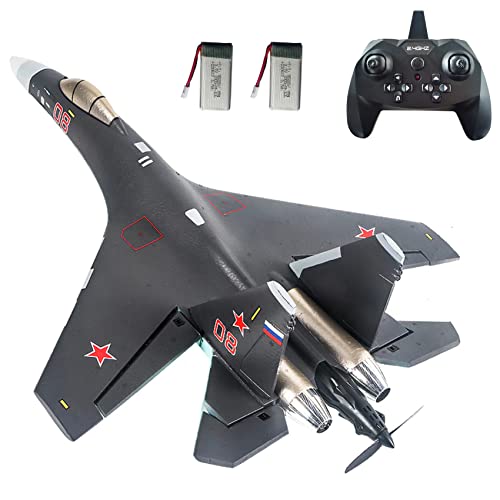 PLRB TOYS RC Plane Remote Control Airplane RTF 4CH Tail Motor 3D / 6D Stunt Function SU35 Jet Aircraft with Hobby Model 2 Left Hand Throttle