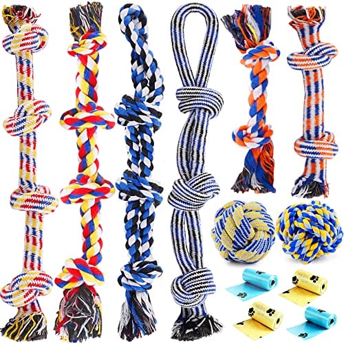 Large Dog Toys for Aggressive Chewers, 12 Pack Tough Dog Chew Toys for Large Dogs, Heavy Duty Tug of War Dog Toy, Indestructible Dog Rope Toy for Medium and Big Breed, 100% Cotton for Teeth Cleaning