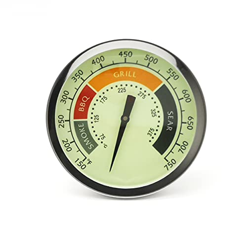 3 1/8 Large Upgraded BBQ Thermometer Gauge for Oklahoma Joes Smoker Grill & Most Charcoal Pellet Wood Pit Smoker Grills, 1/2 NPT Male Thread Temperature Gauge Replacement, Luminous Thermostat