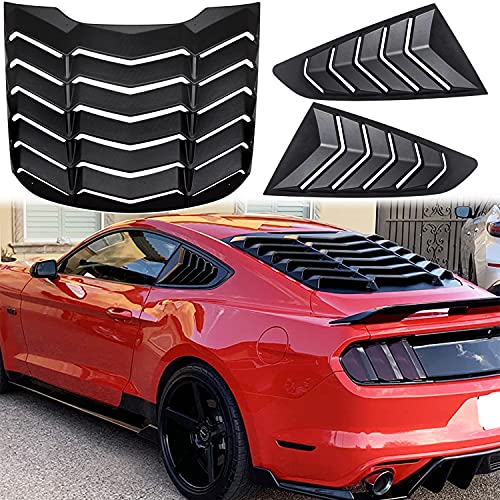 Rear & Side Window Louvers for Ford Mustang 2015 2016 2017 2018 2019 2020 2021 in GT Lambo Style ABS Matte Black Windshield Sun Shade Cover Vent
