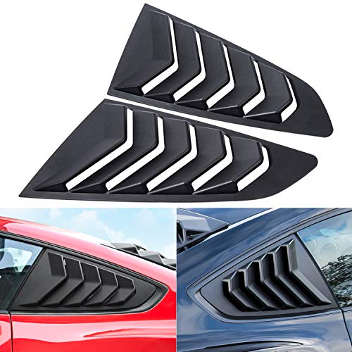 Side Window Louvers for Ford Mustang 2015 2016 2017 2018 2019 2020 2021 Windshield Sun Shade Cover Vent GT Lambo Style Custom Fit All Weather ABS (Matte Black)