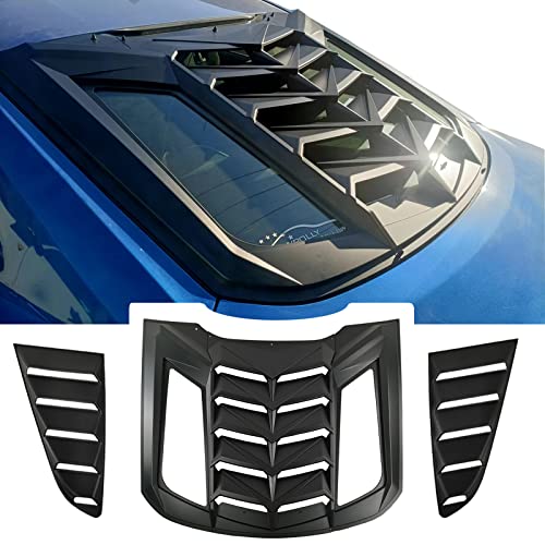 GaeaAuto Rear and Side Window Louversfit for 2018-2023 Ford Mustang, Sun Shade Windshield Cover Vent GT Lambo Style - Matte Black ABS
